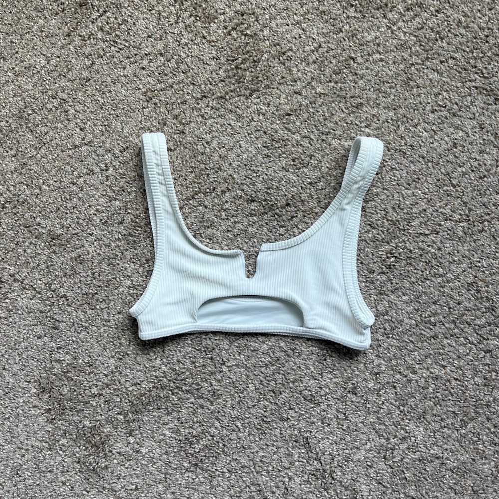 Frankies Bikinis Women’s White Cream Swimsuit Bikini Top Small